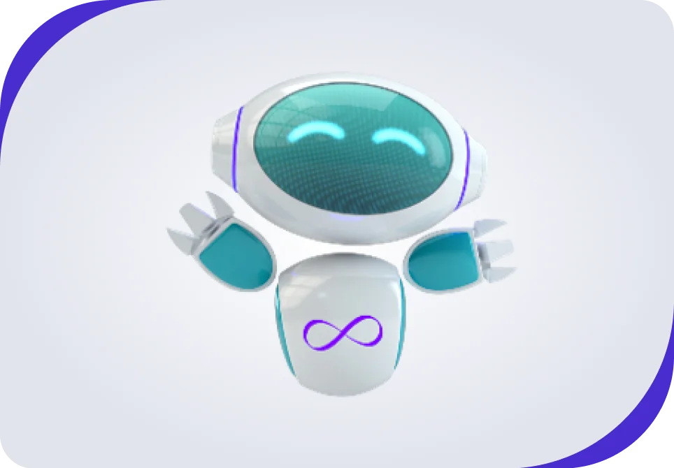 Robô Ulli de Bernoulli virado para frente e sorrindo