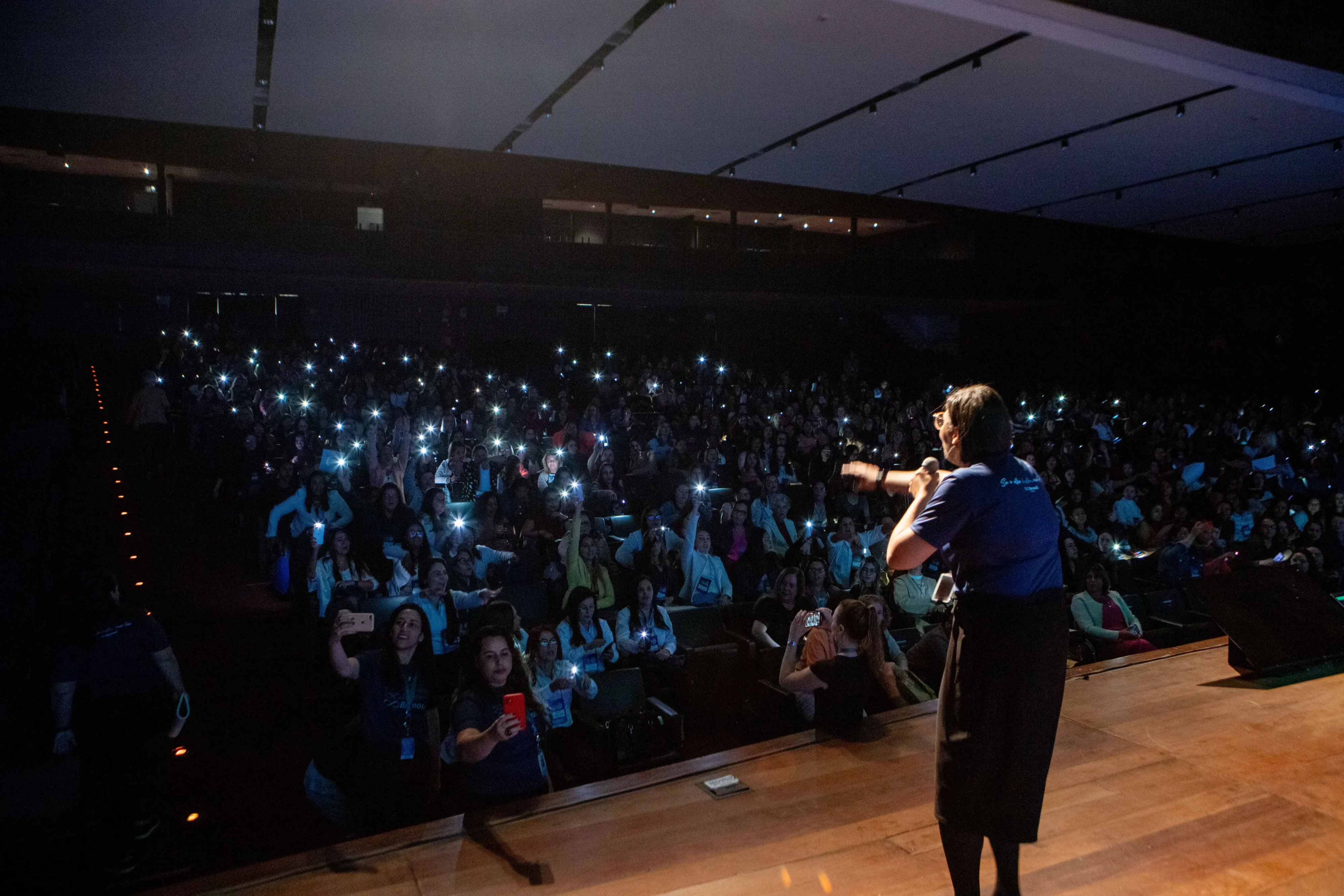 Palestrante conversando com a plateia do evento Bernoulli 360